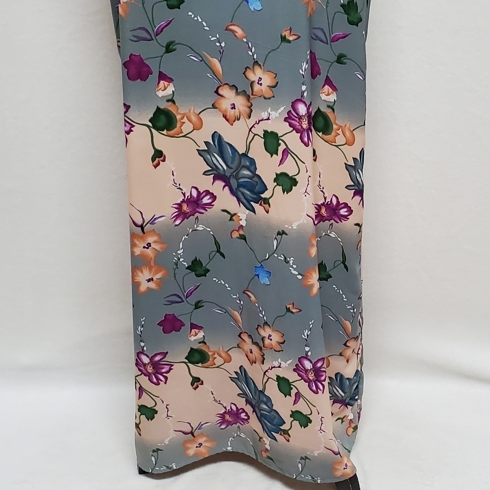 Vintage 80s Limited Apparel Blue Tropical Floral Sleeveless Maxi Shift Dress L - Picture 13 of 16
